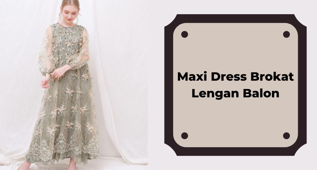 Maxi Dress Brokat Lengan Balon