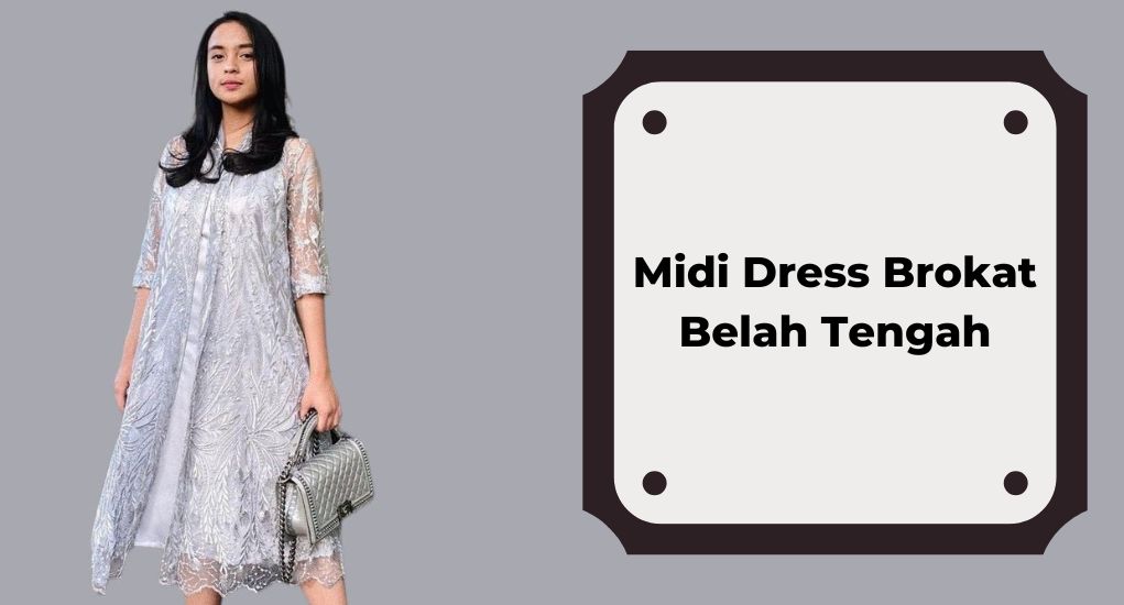 Midi Dress Brokat Belah Tengah