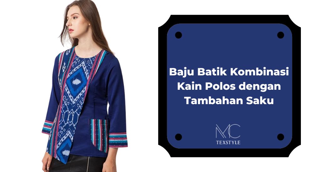 Baju Batik Kombinasi Kain Polos dengan Tambahan Saku