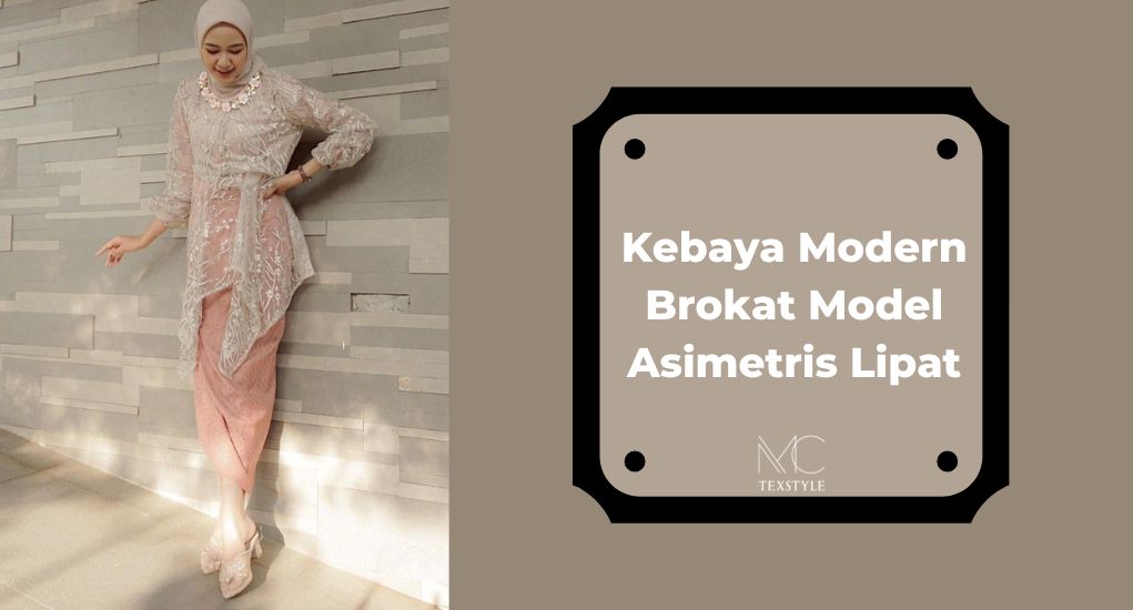 Kebaya Modern Brokat Model Asimetris Lipat