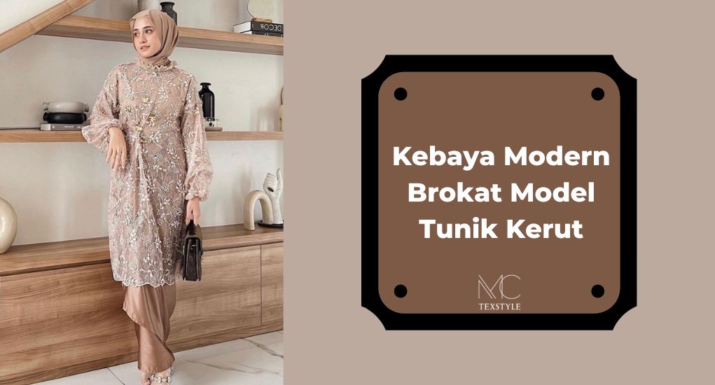 Kebaya Modern Brokat Model Tunik Kerut