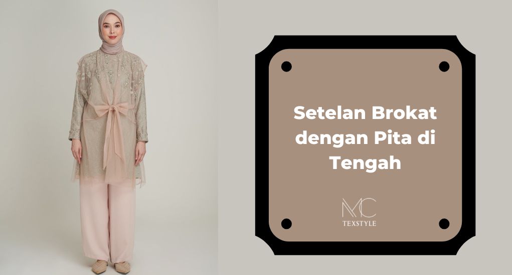Setelan Brokat dengan Pita di Tengah