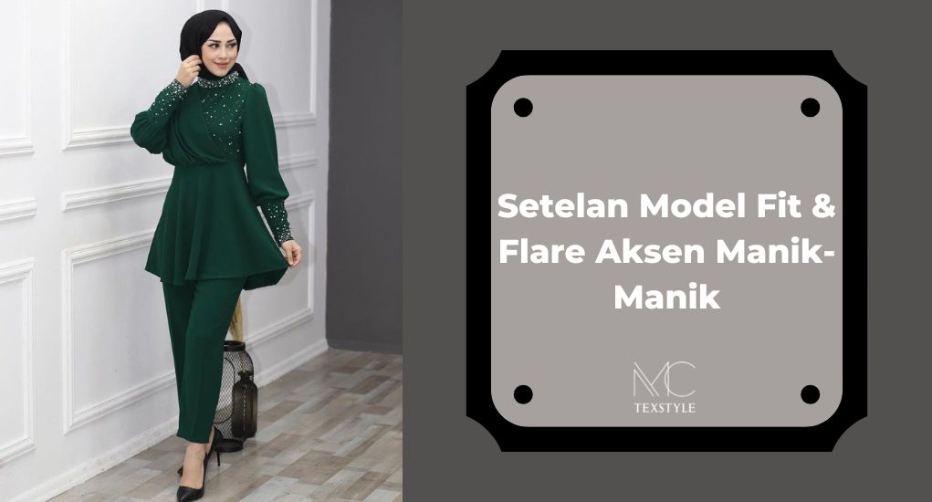 Setelan Model Fit & Flare Aksen Manik-Manik