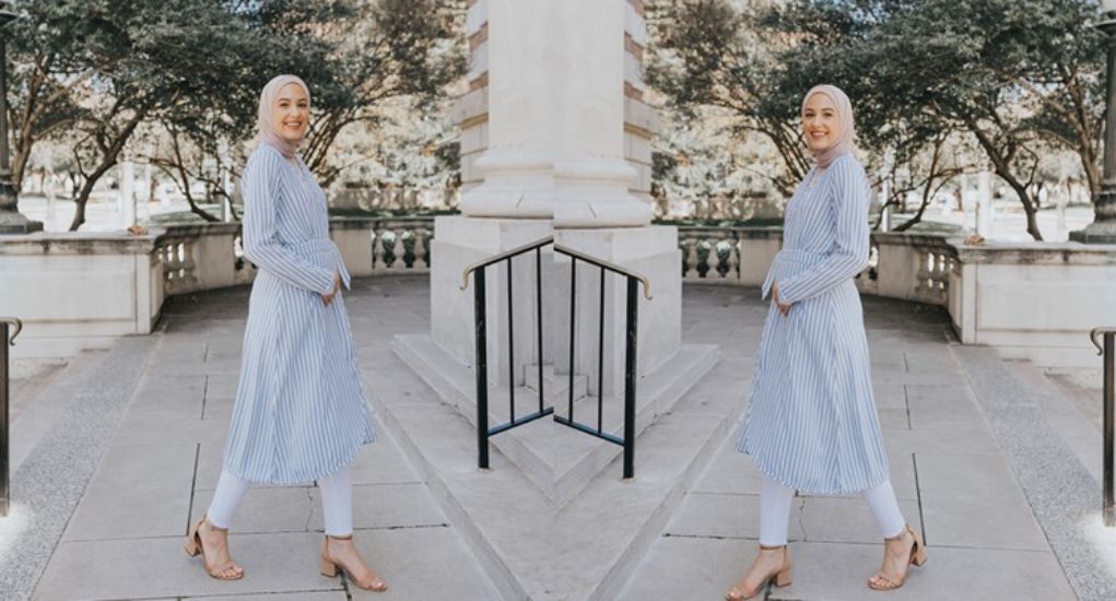 Tunik Motif Stripe dengan Belt