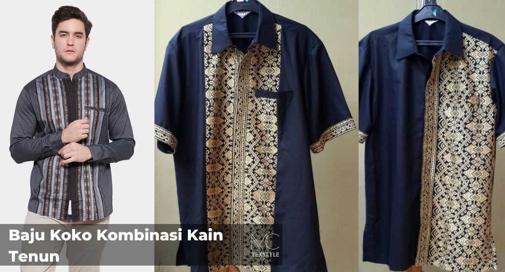 Baju Koko Kombinasi Kain Tenun