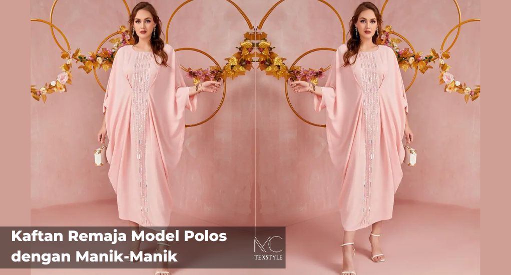 Kaftan Remaja Model Polos dengan Manik-Manik