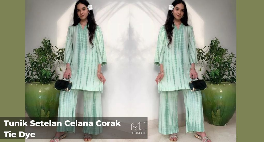 Tunik Setelan Celana Corak Tie Dye