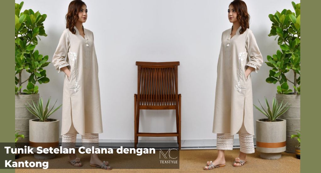 Tunik Setelan Celana dengan Kantong