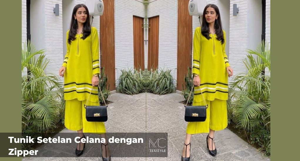 Tunik Setelan Celana dengan Zipper