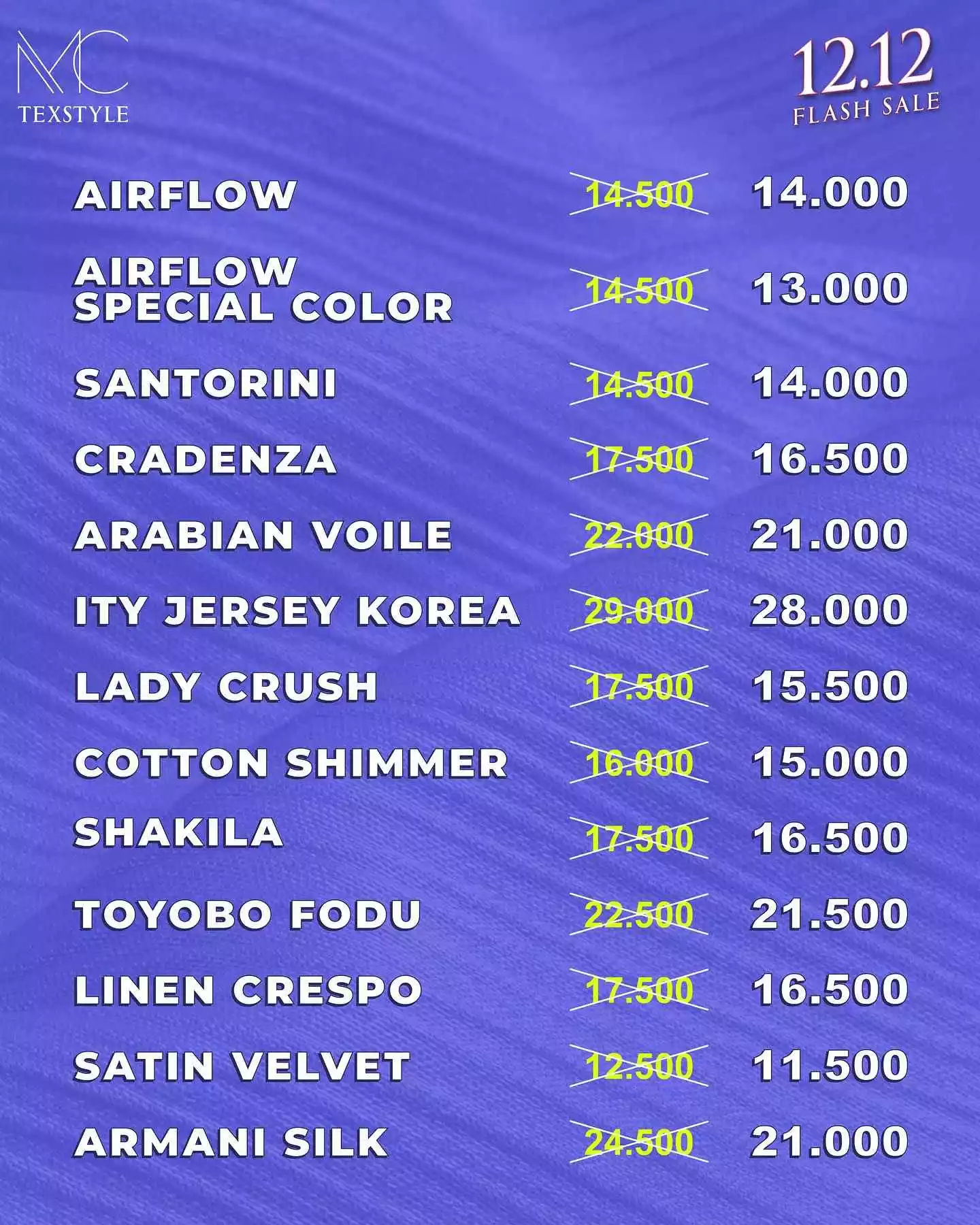 Pricelist Harbolnas 12.12