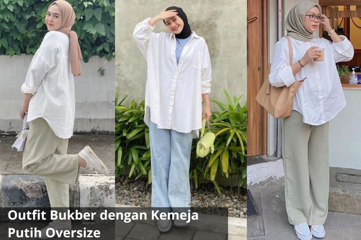 Outfit Bukber dengan Kemeja Putih Oversize